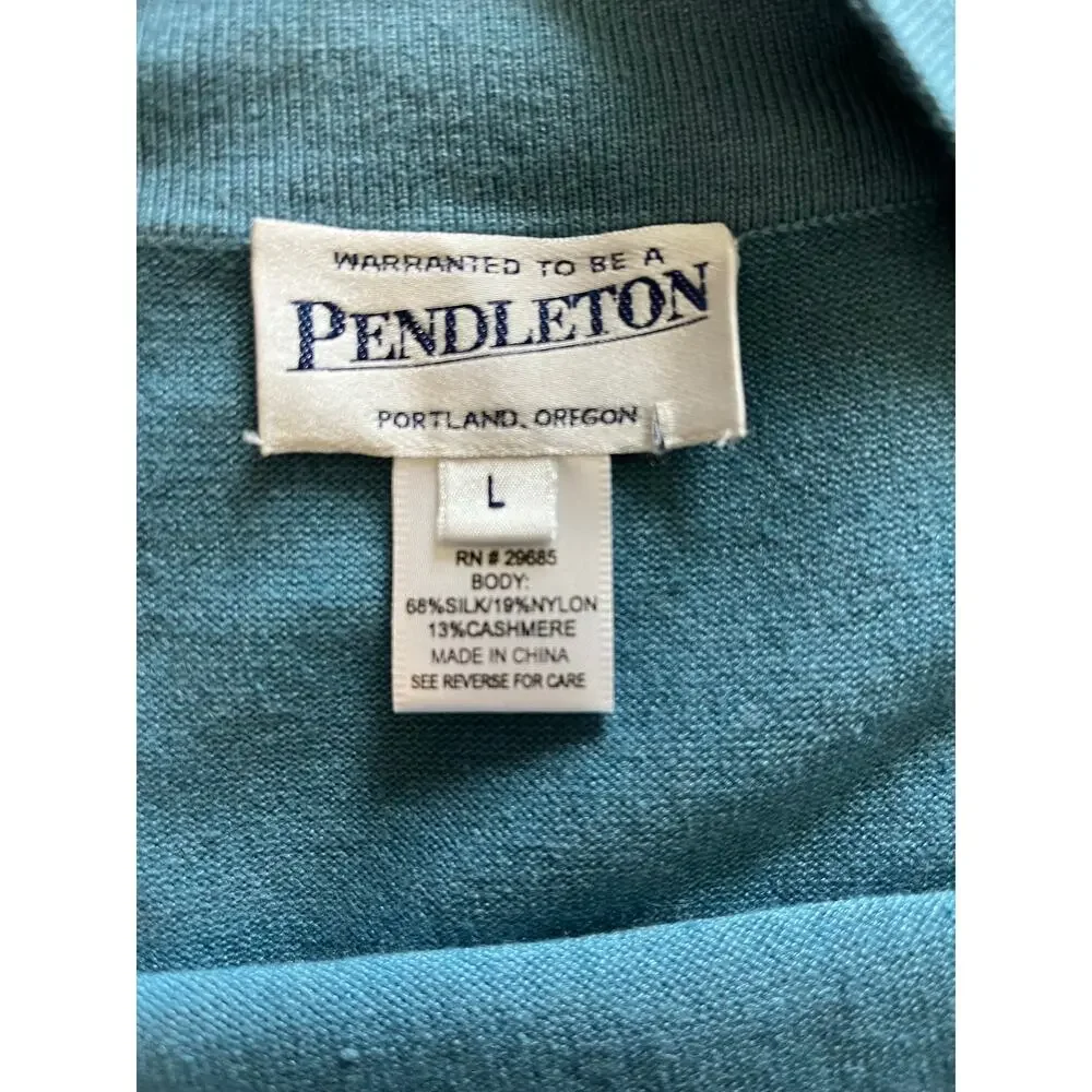 Pendleton | Size L Silk & Cashmere Blend Sweater Teal Blue